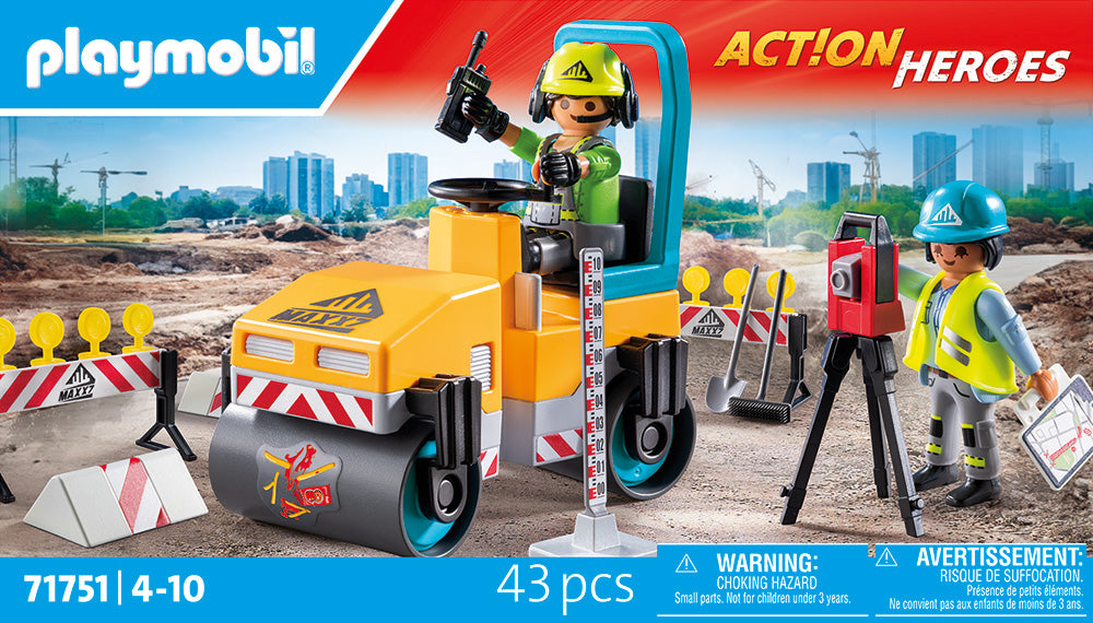 Playmobil Action Heroes Οδοστρωτήρας και Εργάτες (71751) - Fun Planet