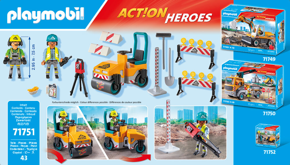 Playmobil Action Heroes Οδοστρωτήρας και Εργάτες (71751) - Fun Planet