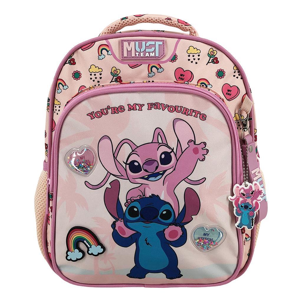 Σχολική Τσάντα Πλάτης Νηπίου 27x10x31εκ 2 Θήκες Disney Stitch & Angel You Are My Favourite Must (565888)