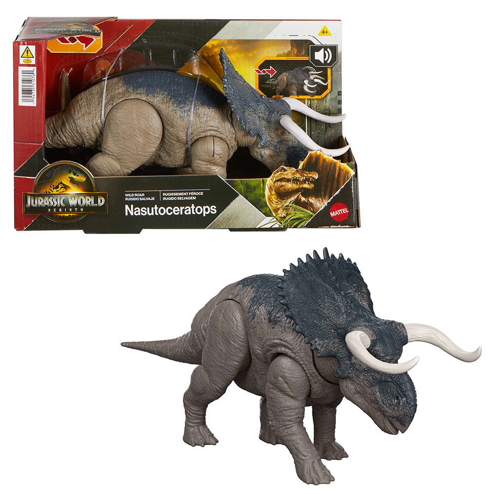 Jurassic World Rebirth Wild Roar Δεινόσαυροι με Κινούμενα Μέλη Λειτούργια Επίθεσης & Ήχους Nasutoceratops (JGC81) - Fun Planet
