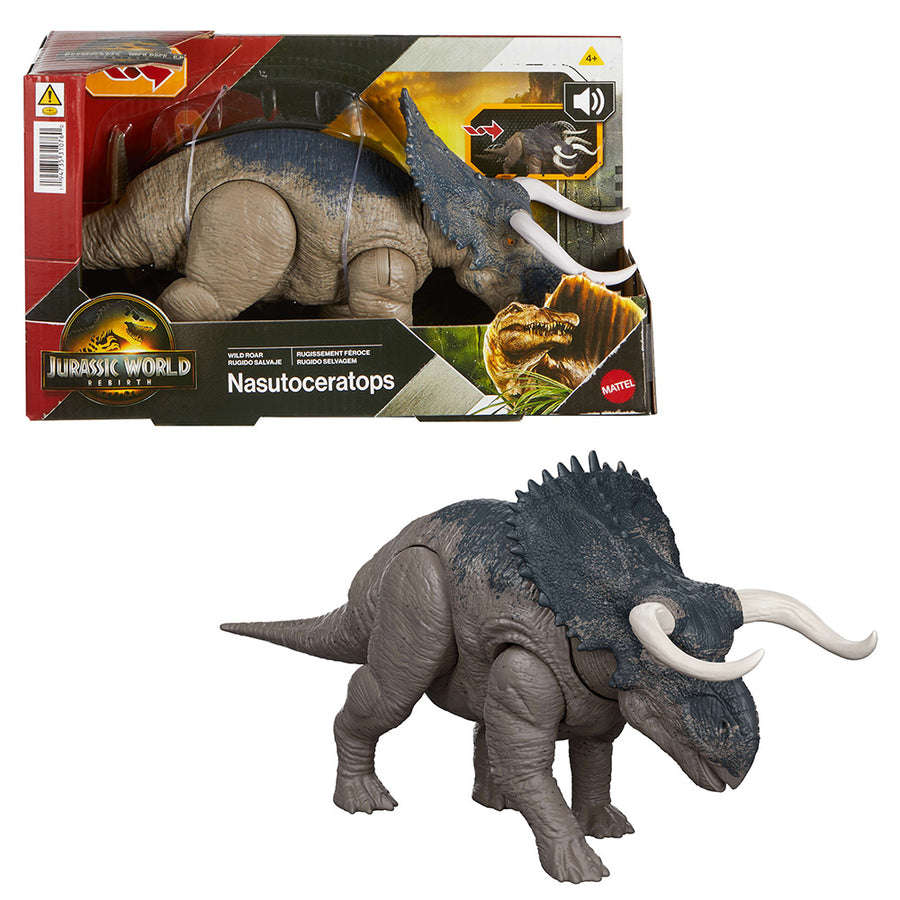 Jurassic World Rebirth Wild Roar Δεινόσαυροι με Κινούμενα Μέλη Λειτούργια Επίθεσης & Ήχους Nasutoceratops (JGC81) - Fun Planet