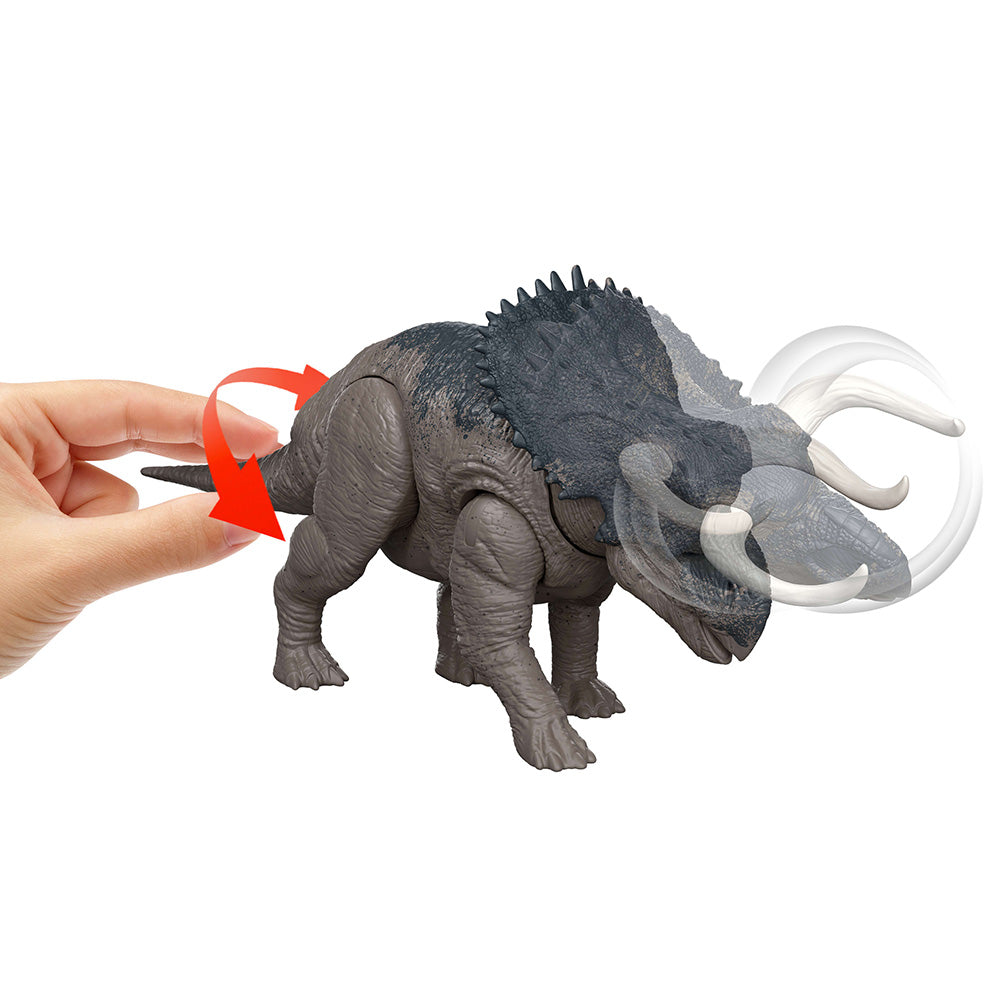 Jurassic World Rebirth Wild Roar Δεινόσαυροι με Κινούμενα Μέλη Λειτούργια Επίθεσης & Ήχους Nasutoceratops (JGC81) - Fun Planet