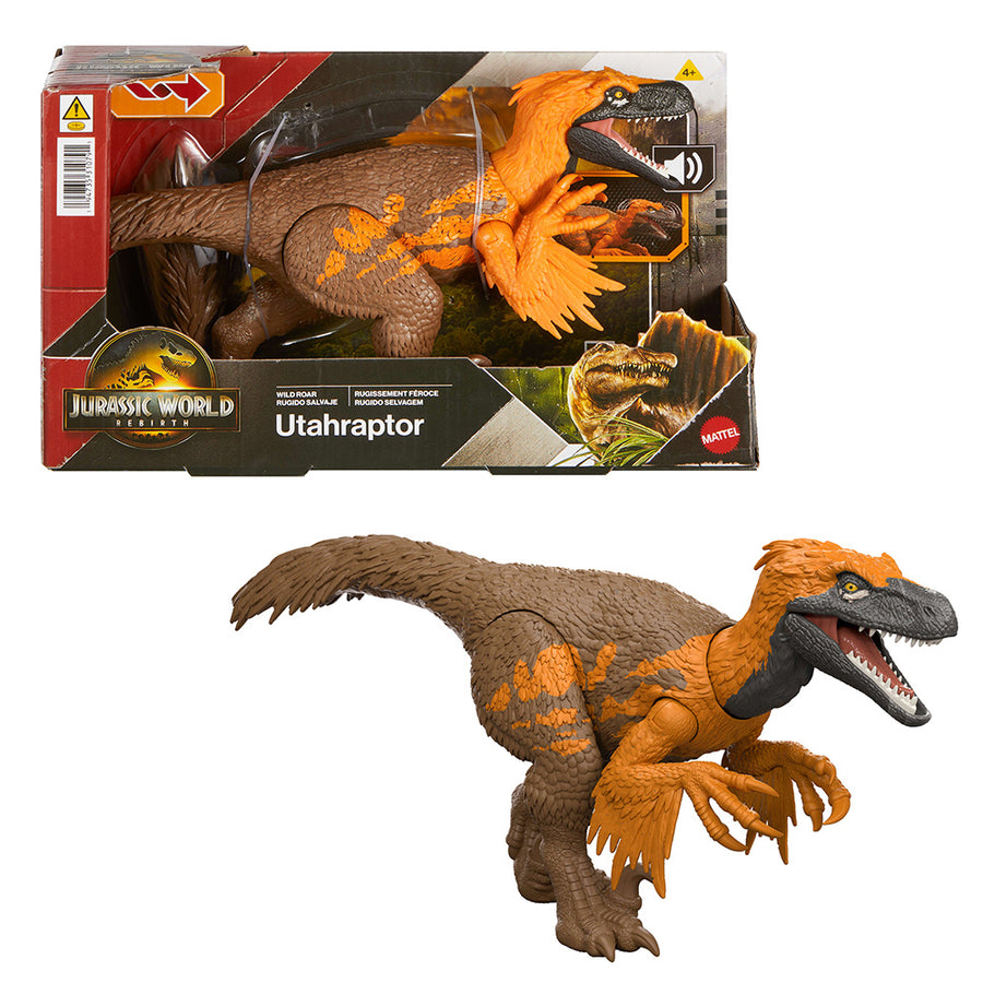Jurassic World Rebirth Wild Roar Δεινόσαυροι με Κινούμενα Μέλη Λειτούργια Επίθεσης & Ήχους Utahraptor (JGC80) - Fun Planet