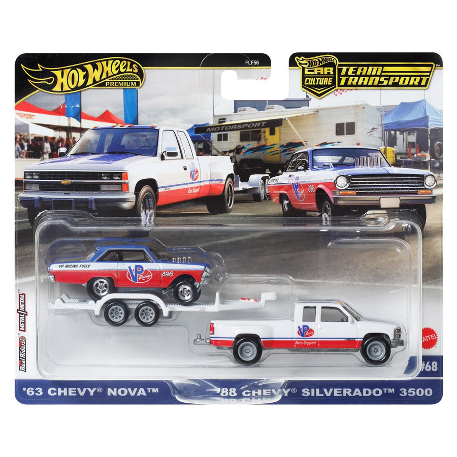 Hot Wheels Νταλίκα Με Αυτοκινητάκι '63 Chevy Nova & '88 Chevy Silverado 3500 (HRV42) - Fun Planet