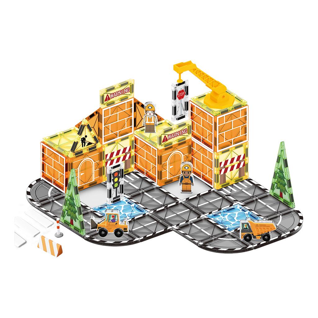 Μαγνητικά Τουβλάκια 48 τεμάχια 24,5X6X20cm Εργοτάξιο Luna Toys (623486)