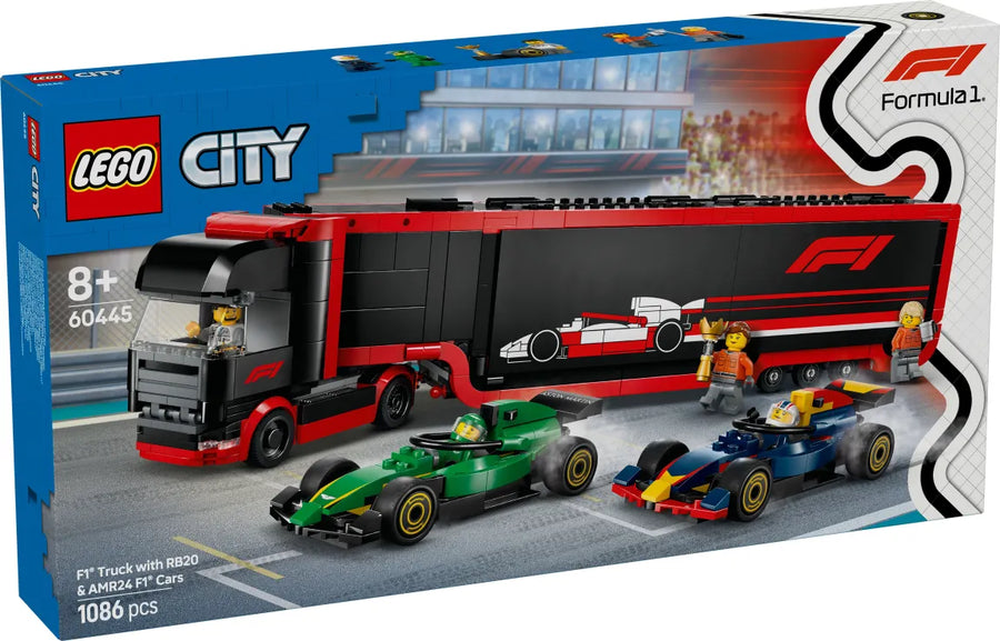 LEGO City F1 Truck With RB20 & AMR24 F1 Cars (60445) - Fun Planet