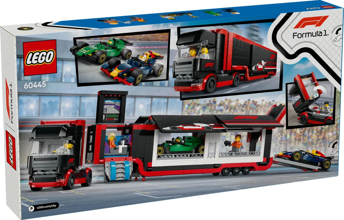 LEGO City F1 Truck With RB20 & AMR24 F1 Cars (60445) - Fun Planet