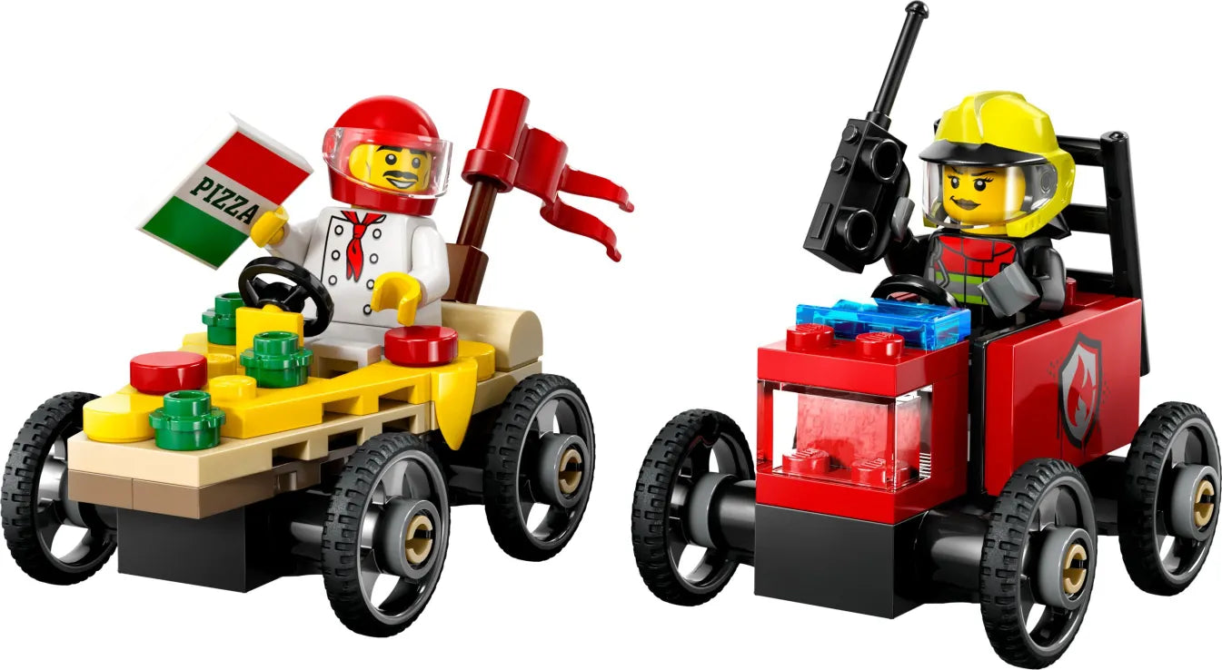 LEGO City Pizza vs. Fire Truck Race Car Pack (60458) - Fun Planet