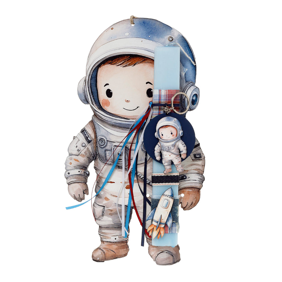 Λαμπάδα Πασχαλινή Στολισμένη με Πλάτη Αστροναύτης To The Moon Κοπτικό (41-1312)