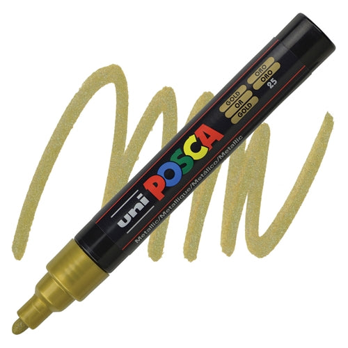 UNI Posca Μαρκαδόρος Medium Gold (PC-5M-25) - Fun Planet