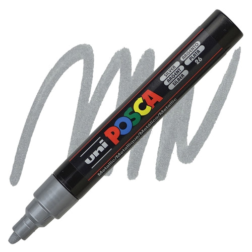 UNI Posca Μαρκαδόρος Medium Silver (PC-5M-26) - Fun Planet