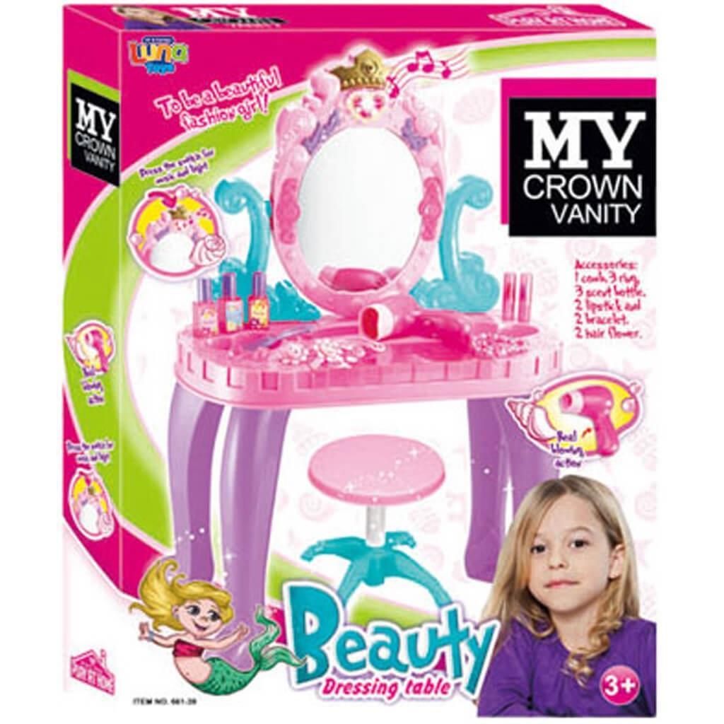 Τουαλέτα Ομορφιάς με Σκαμπό Φως και Ήχο 43x30x62εκ Luna (623330) - Fun Planet