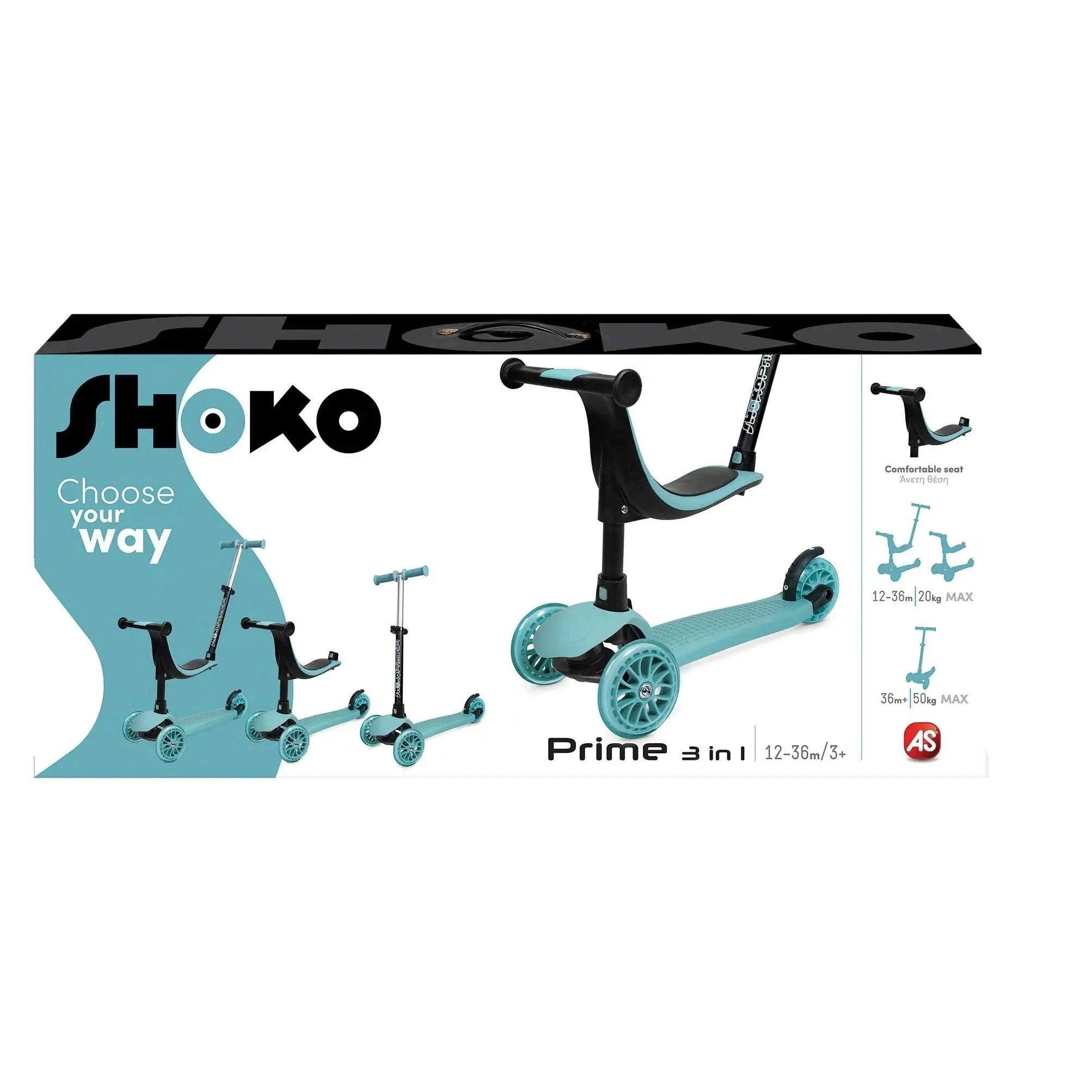 Λαμπάδα Shoko Παιδικό Πατίνι Πολυμορφικό 3 Σε 1 Σε Γαλάζιο Χρώμα (5004-50505) - Fun Planet