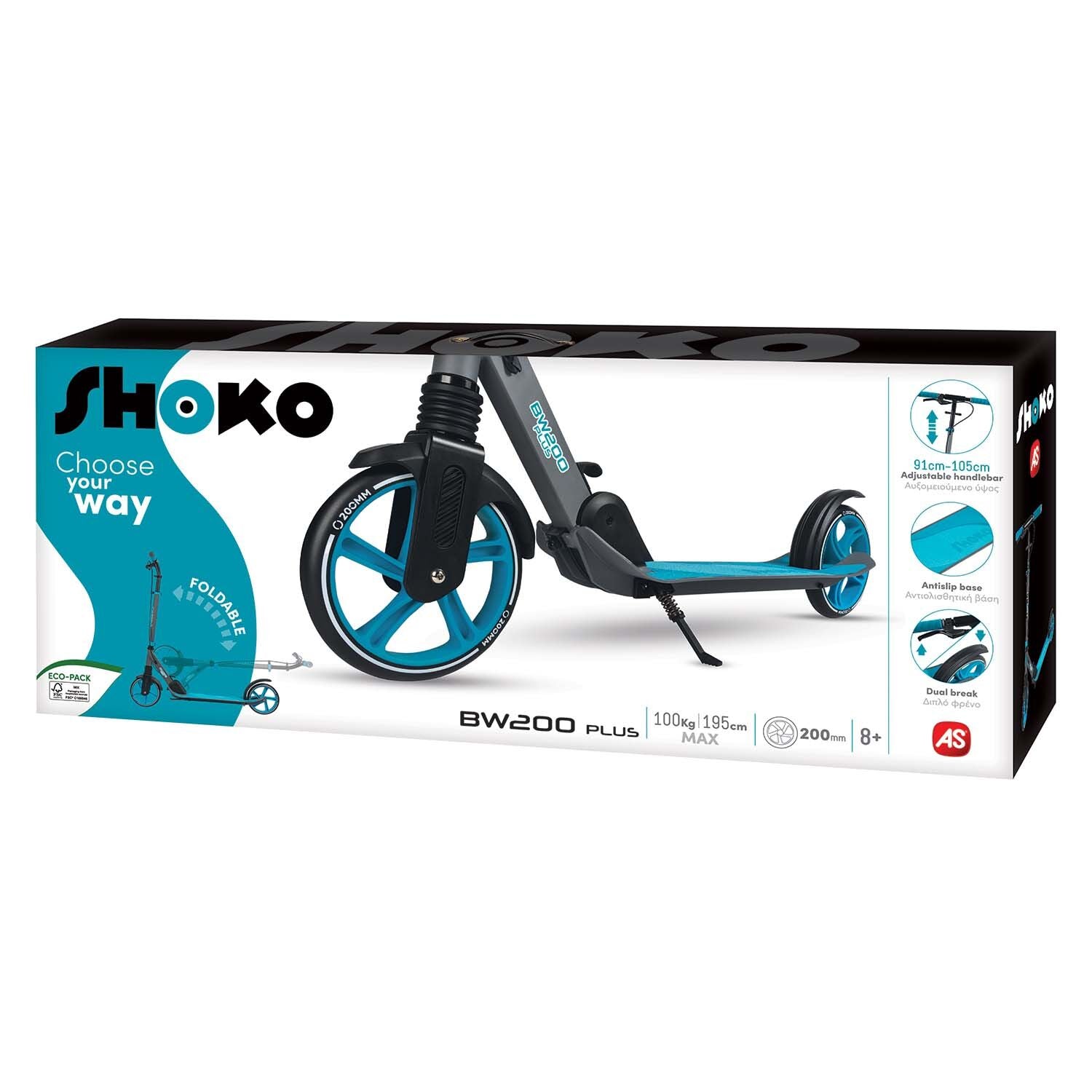Shoko Παιδικό Πατίνι BW 200 Plus Με 2 Ρόδες 200mm Σε Μπλε Χρώμα (5004-50520) - Fun Planet