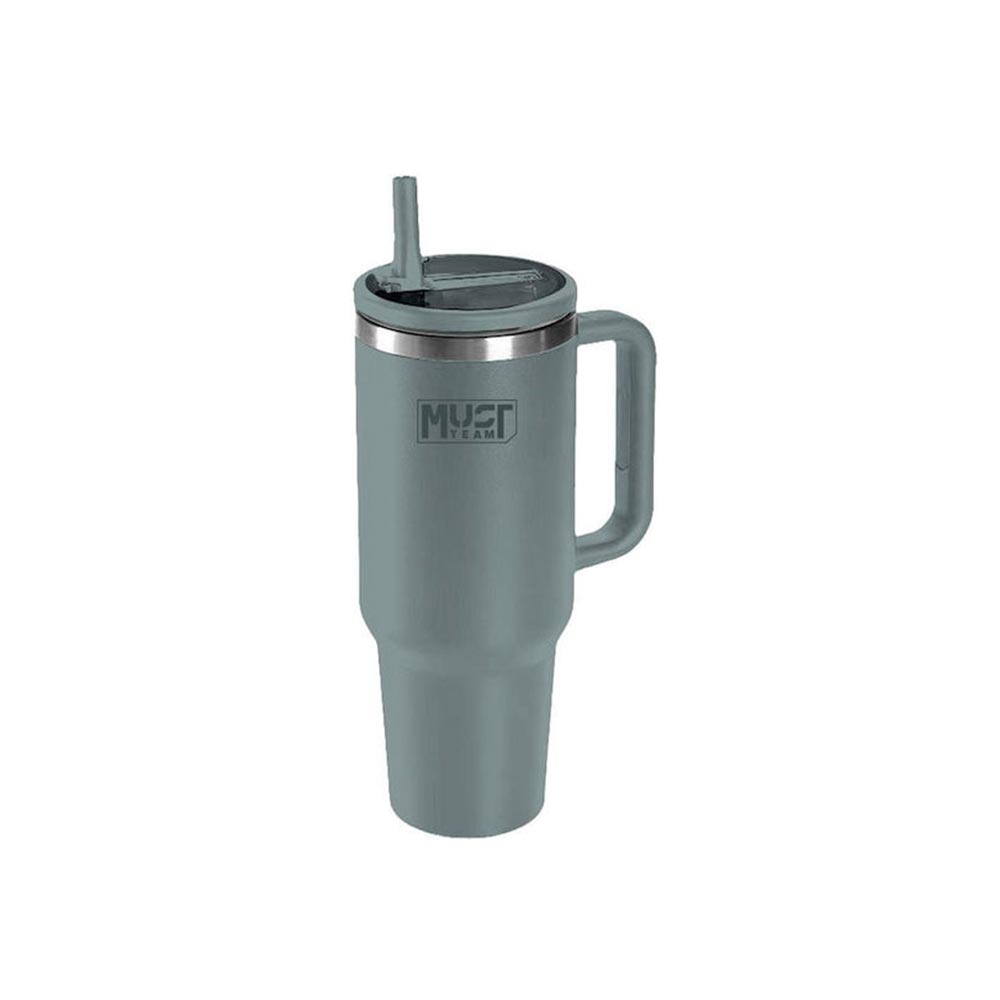 Ποτήρι Ανοξείδωτο Θερμός 1200ml με Καλαμάκι Πράσινο 14,6x27εκ (586642) - Fun Planet