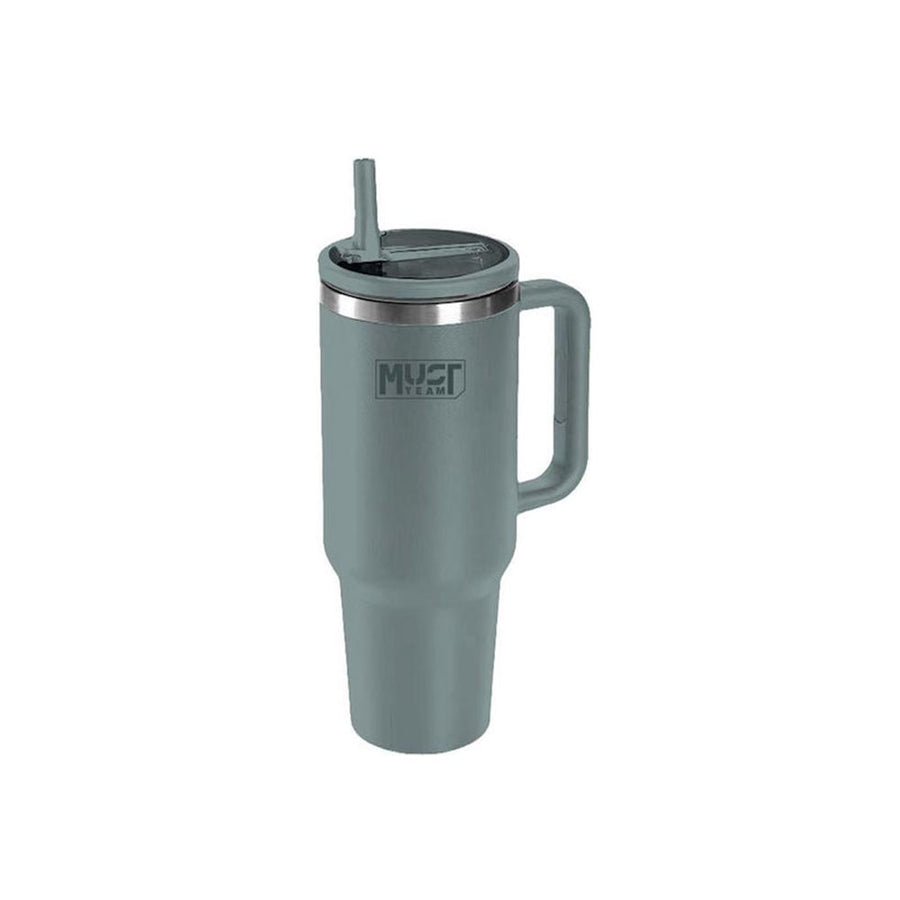 Ποτήρι Ανοξείδωτο Θερμός 1200ml με Καλαμάκι Πράσινο 14,6x27εκ (586642) - Fun Planet