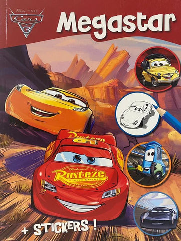 Disney Cars Βιβλίο Ζωγραφικής Megastar Α4 με 128 Σελίδες Χρωματισμού-Αυτοκόλλητα (400084) - Fun Planet