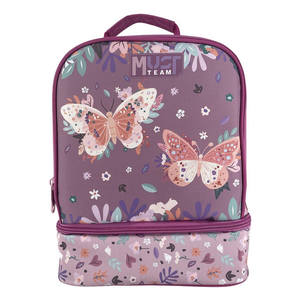 Τσαντάκι Φαγητού Ισοθερμικό 2 Θήκες Butterflies Lila Must (587225)