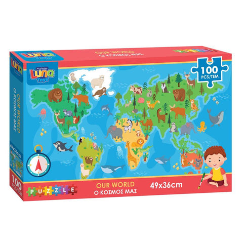 Puzzle 100 Παγκόσμιος Χάρτης (622309) - Fun Planet