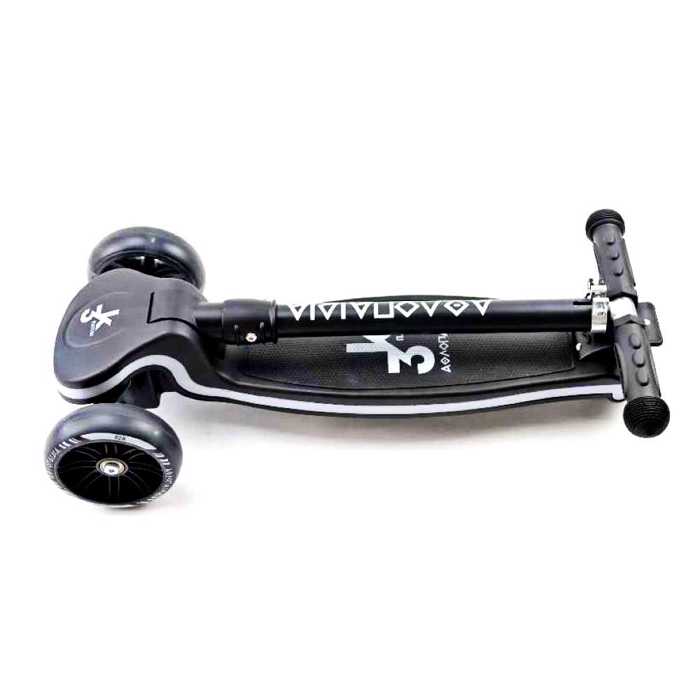 Αθλοπαιδιά Πατίνι 3τροχο Scooter Αναδιπλούμενο με Φωτιζόμενη Βάση και Ροδάκια Μαύρο (002.61214/BL) - Fun Planet