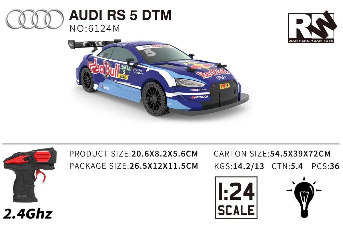 Τηλεκατευθυνόμενο Αυτοκίνητο Audi RS 5 DTM 1:24 Μπλε (6124M) - Fun Planet