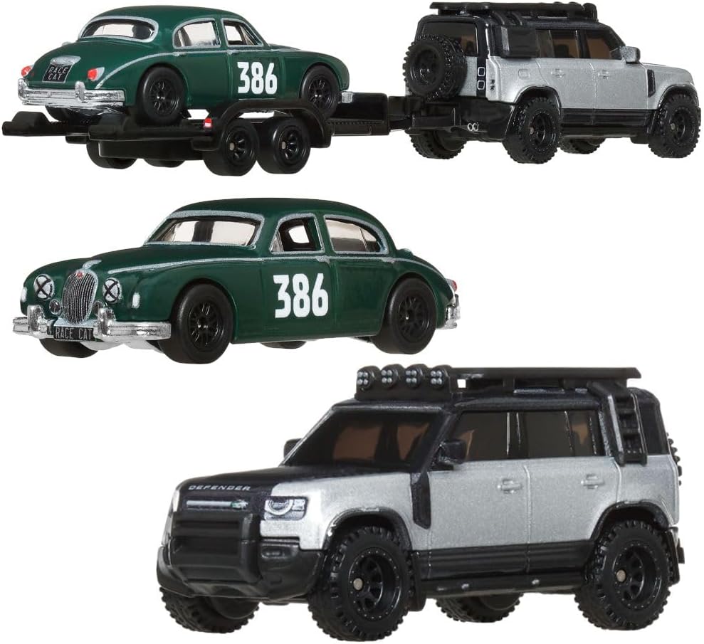 Hot Wheels Premium Νταλίκα Με Αυτοκινητάκι Jaguar MK1 & 2023 Land Rover Defender 110 (JBM29)