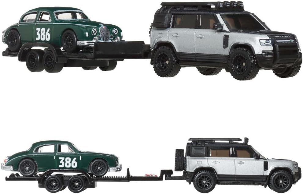 Hot Wheels Premium Νταλίκα Με Αυτοκινητάκι Jaguar MK1 & 2023 Land Rover Defender 110 (JBM29)