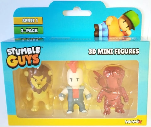 Stumble Guys 3D Mini Figures Series 1 - 3 Pack Leonidas Pank Dude Ruby Cupid (427) - Fun Planet