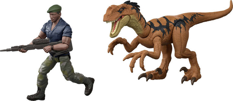 Jurassic World Rebirth Δεινόσαυρος Με Φιγούρα Duncan Kincaid & Velociraptor (JGB85) - Fun Planet