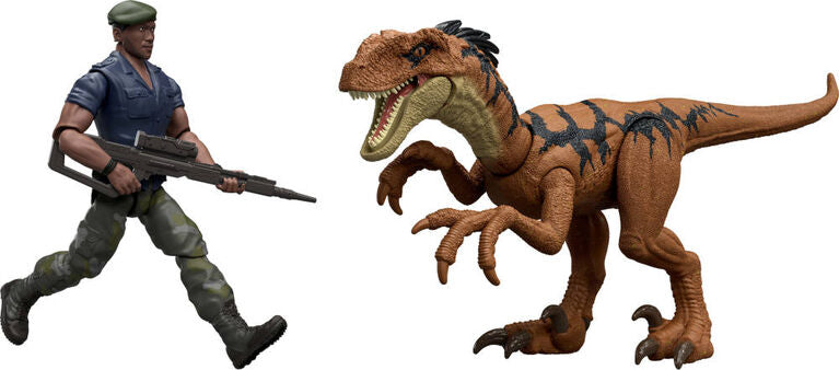 Jurassic World Rebirth Δεινόσαυρος Με Φιγούρα Duncan Kincaid & Velociraptor (JGB85) - Fun Planet