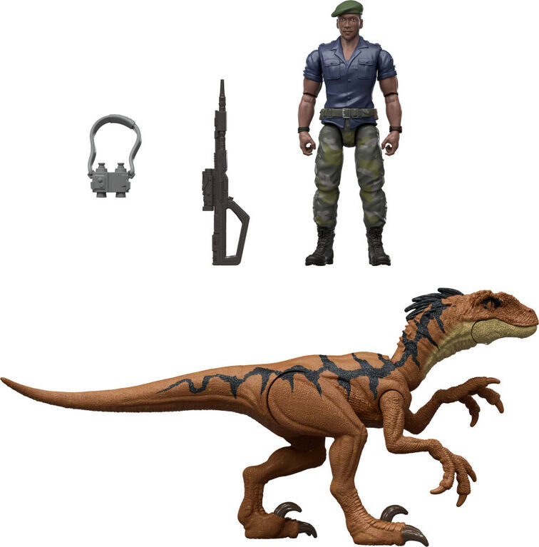 Jurassic World Rebirth Δεινόσαυρος Με Φιγούρα Duncan Kincaid & Velociraptor (JGB85) - Fun Planet