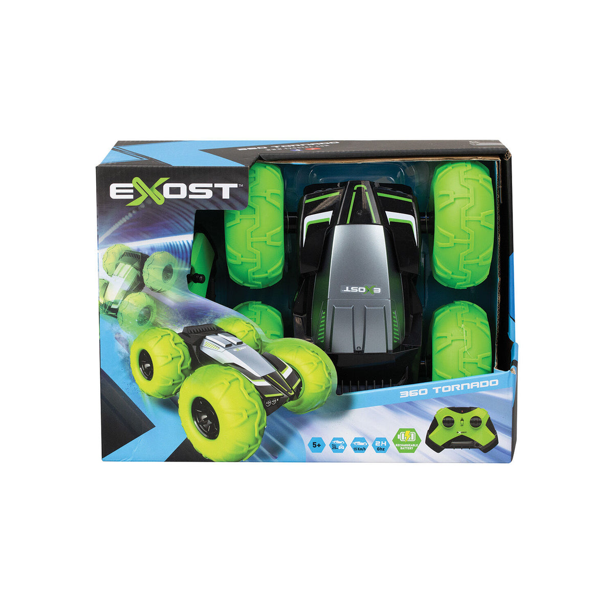 Exost 360 Tornado Επαναφορτιζόμενο Τηλεκατευθυνόμενο Αυτοκίνητο Πράσινο (7530-20296) - Fun Planet
