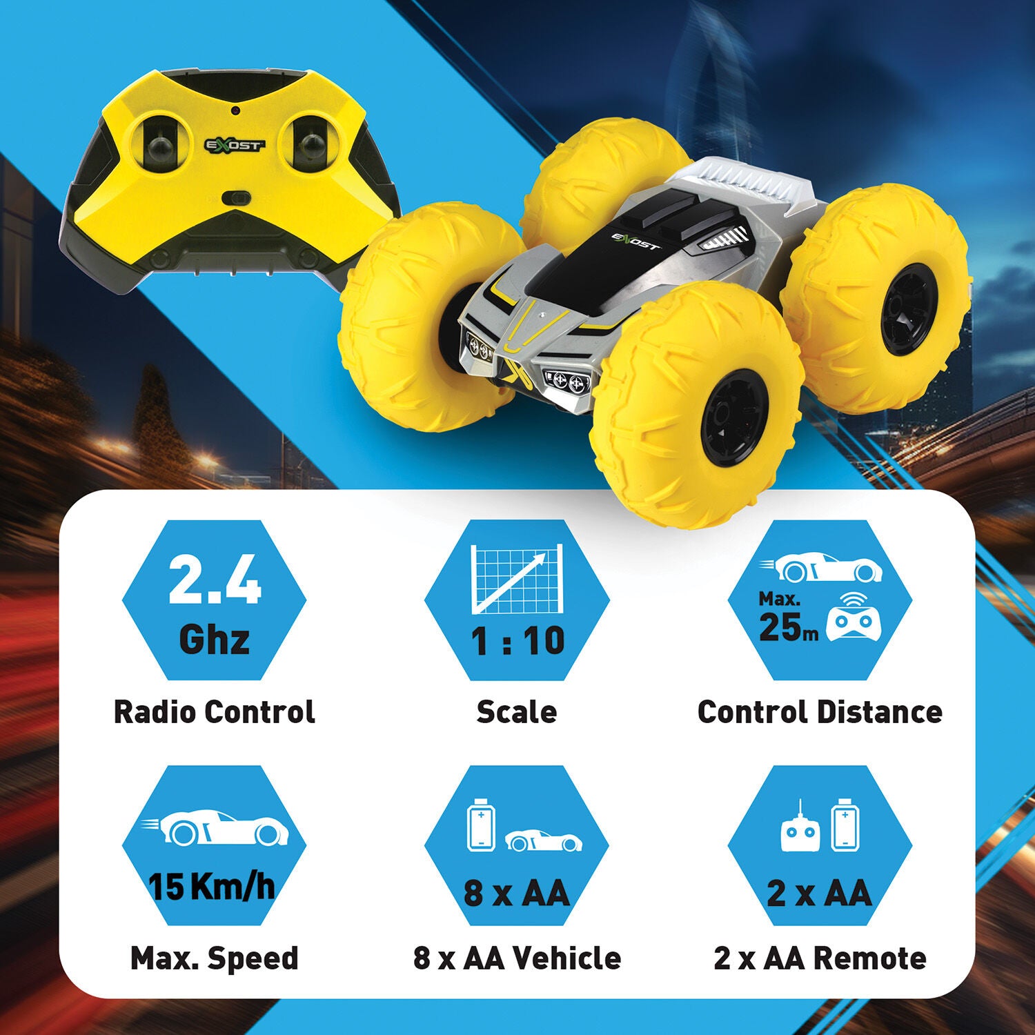 Exost 360 Tornado Επαναφορτιζόμενο Τηλεκατευθυνόμενο Αυτοκίνητο Κόκκινο (7530-20296) - Fun Planet