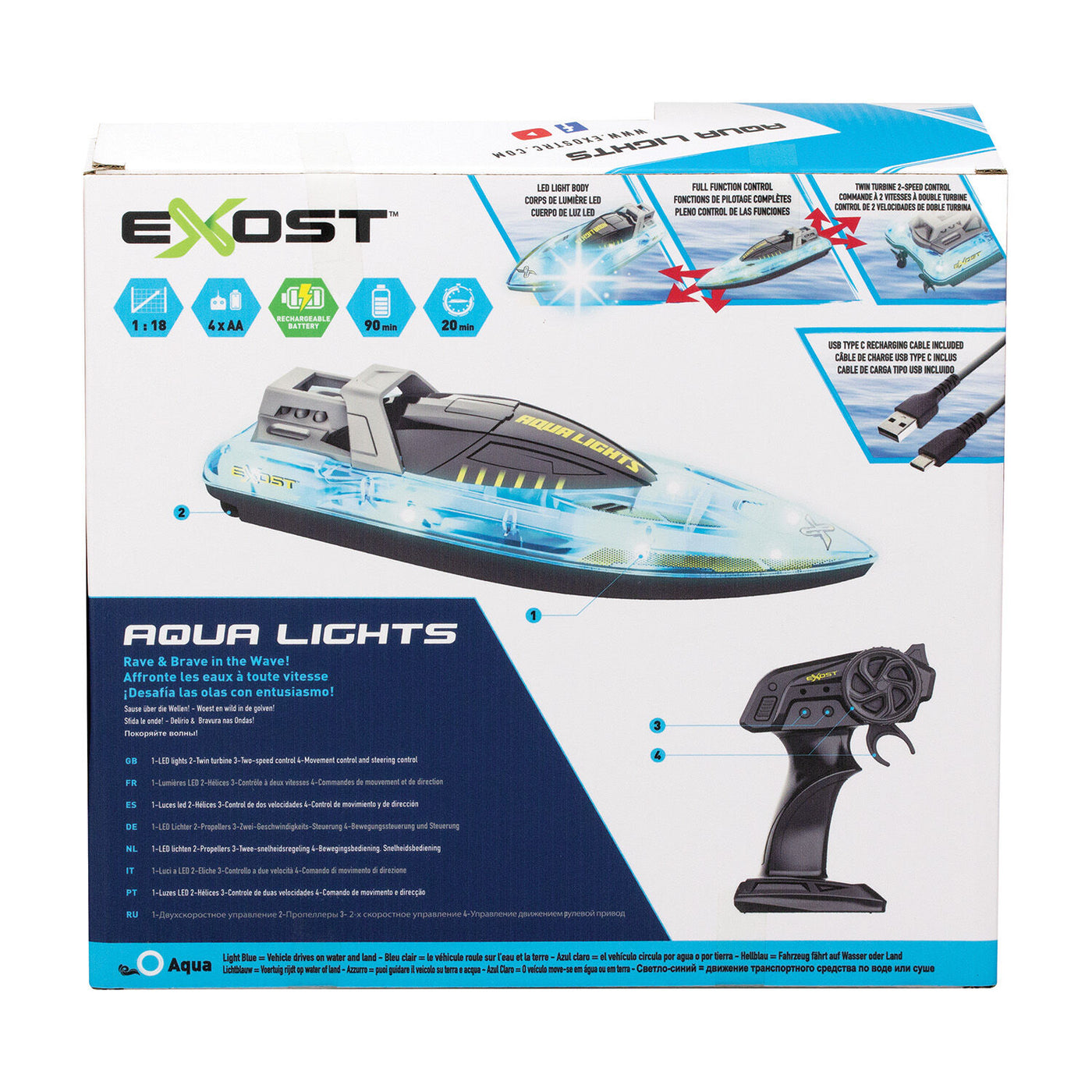 Exost Aqua Lights Τηλεκατευθυνόμενη Βάρκα (7530-20606) - Fun Planet