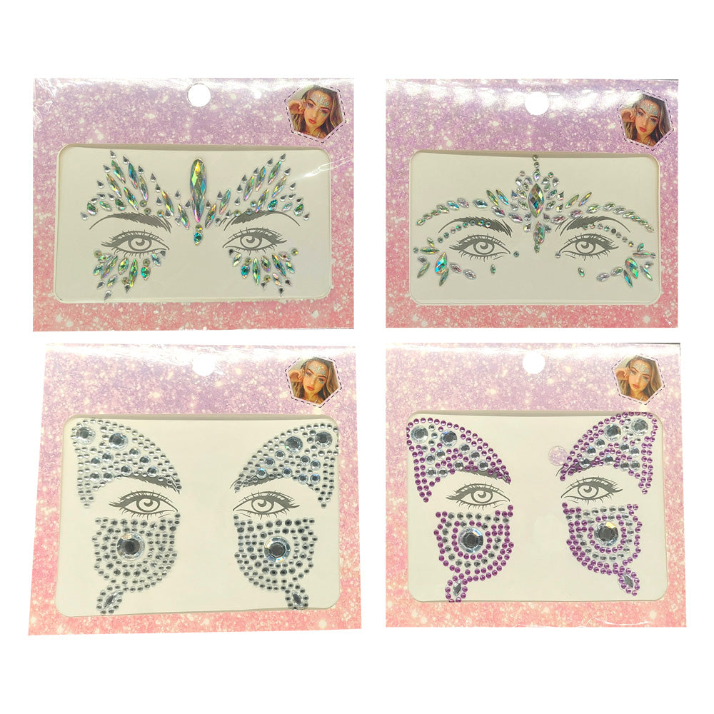 Αυτοκόλλητα Προσώπου Face Jewels σε 4 σχέδια 18X15εκ 1 τεμάχιο (7926) - Fun Planet