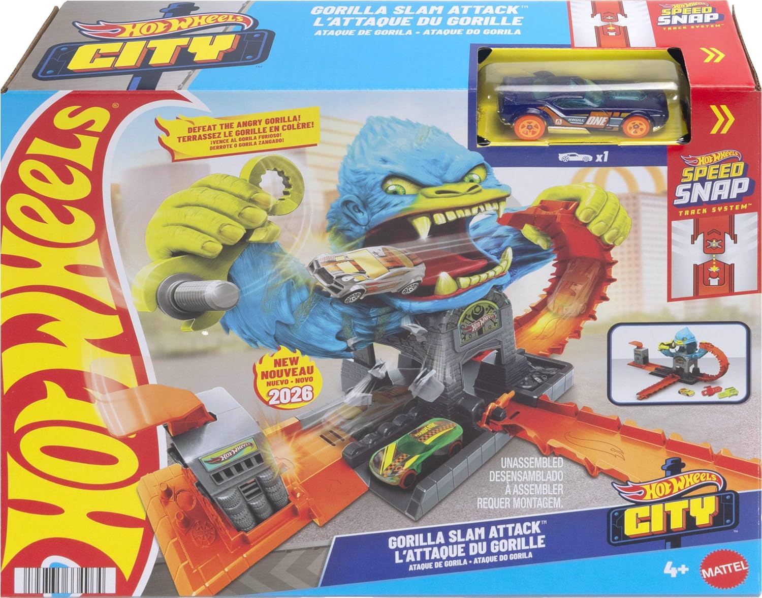 Hot Wheels City Πίστα με Θηρία Gorilla Slam Attack (JHL92) - Fun Planet