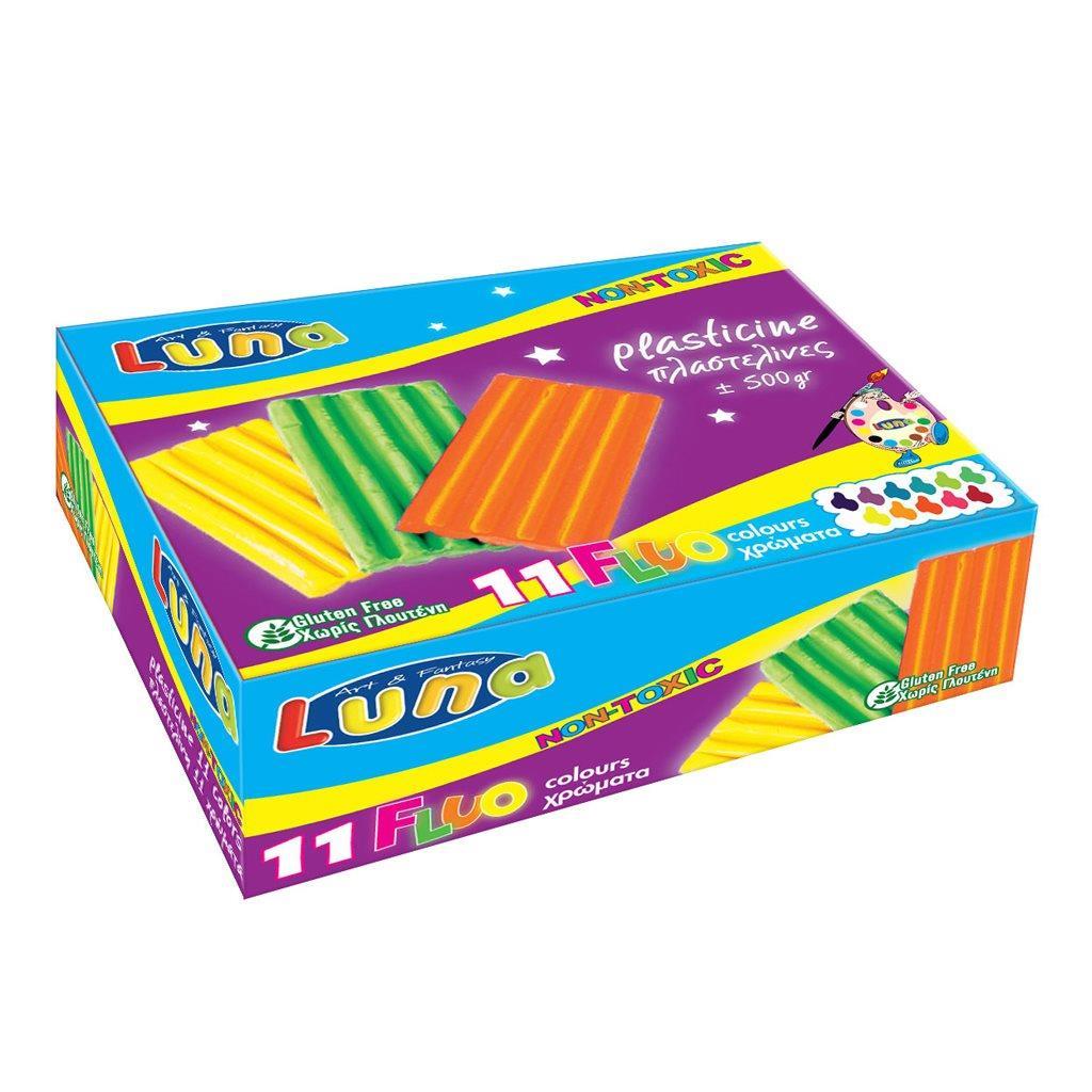 Πλαστελίνη 500gr 11 Χρώματα Fluo Luna (622942) - Fun Planet