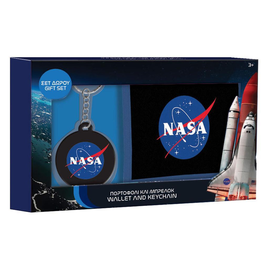 Πορτοφόλι με Μπρελόκ Σετ Δώρου 20x12εκ NASA (486072) - Fun Planet