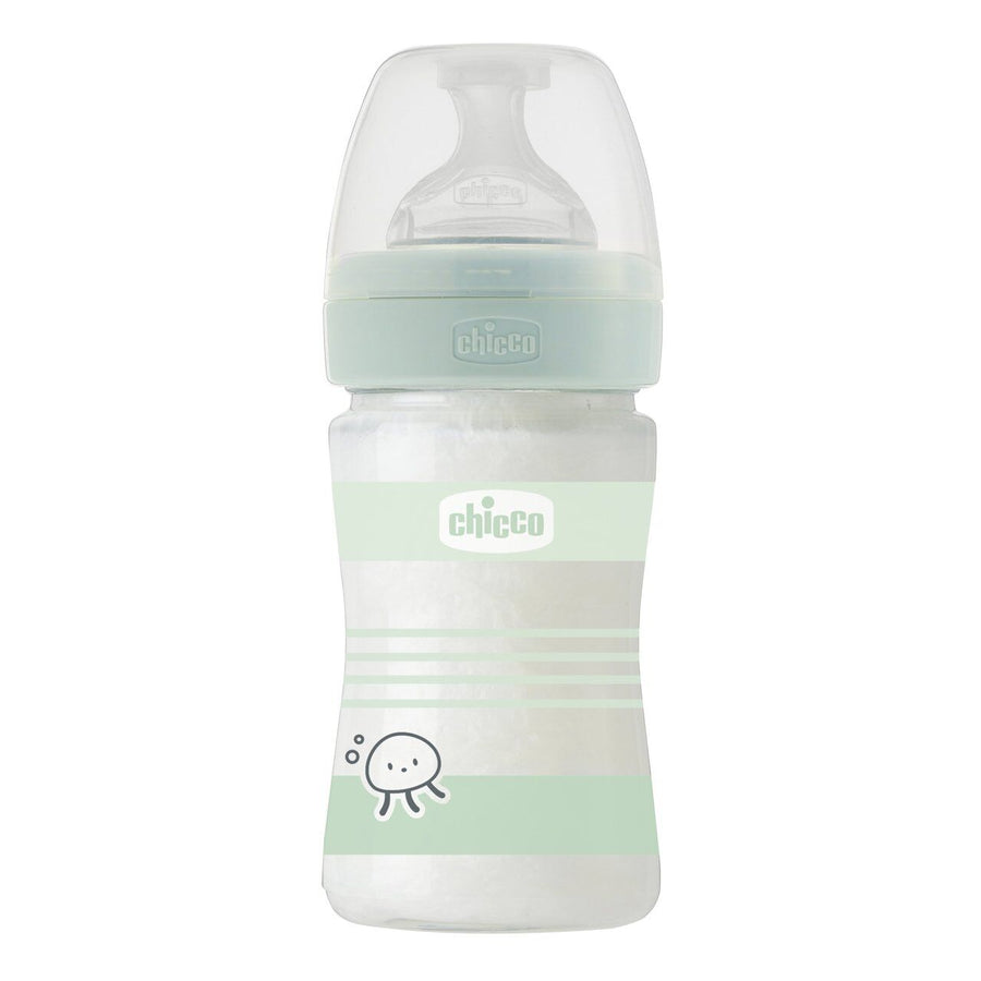 Chicco Γυάλινο Μπιμπερό Well Being Κατά των Κολικών Με Θηλή Σιλικόνης Πράσινο 150ml (A50-28711-31) - Fun Planet
