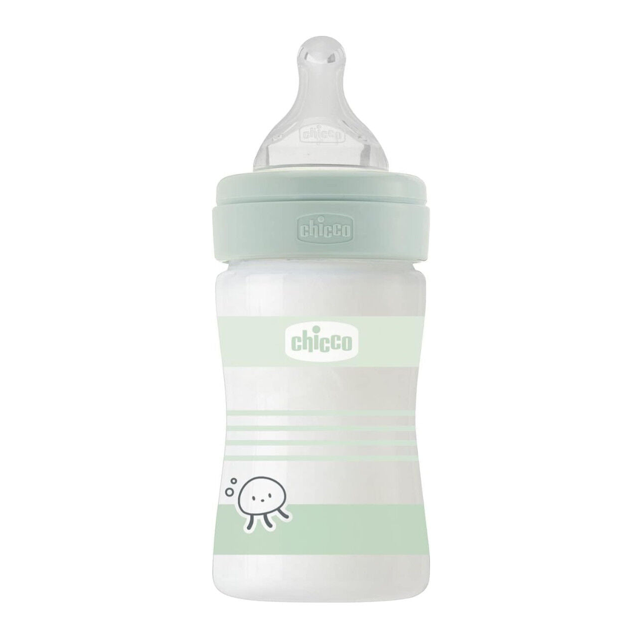 Chicco Γυάλινο Μπιμπερό Well Being Κατά των Κολικών Με Θηλή Σιλικόνης Πράσινο 150ml (A50-28711-31) - Fun Planet