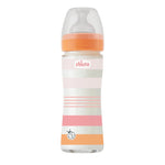Chicco Γυάλινο Μπιμπερό Well Being Κατά των Κολικών Με Θηλή Σιλικόνης Ροζ 240ml (A50-28721-11)