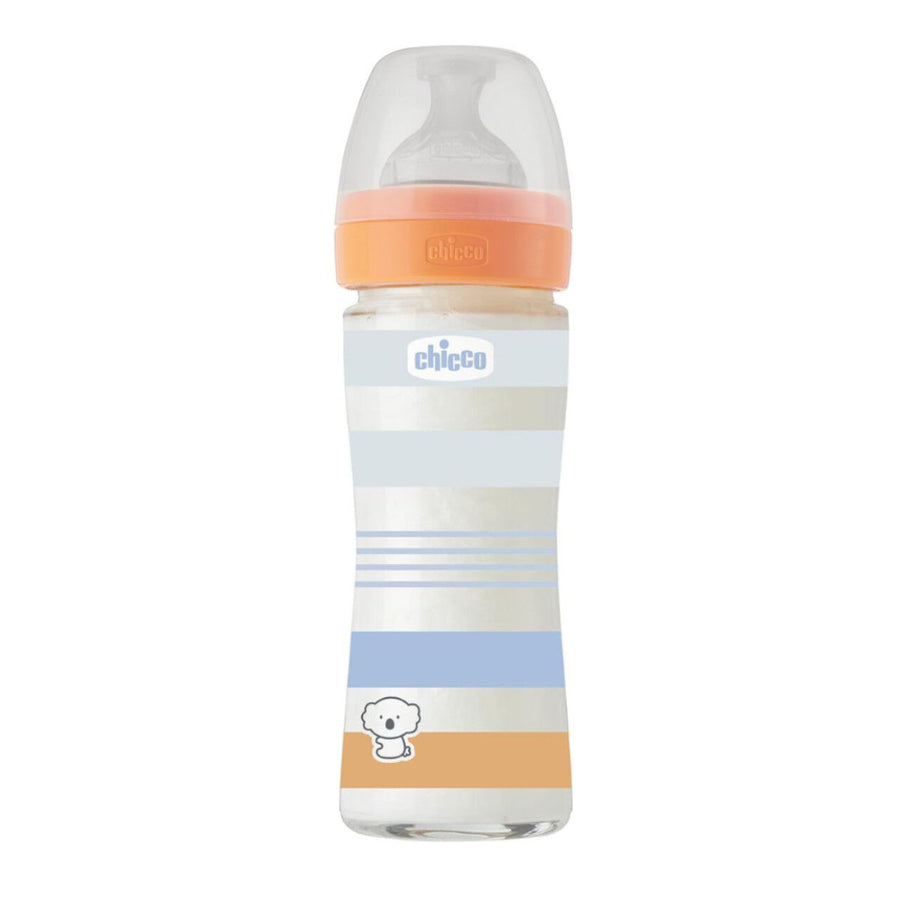 Chicco Γυάλινο Μπιμπερό Well Being Κατά των Κολικών Με Θηλή Σιλικόνης Μπλε 240ml (A50-28721-21) - Fun Planet