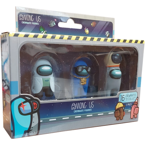 Among Us Crewmate Figures 3 Pack 4cm S3 White - Blue - Grey (AU2321) - Fun Planet