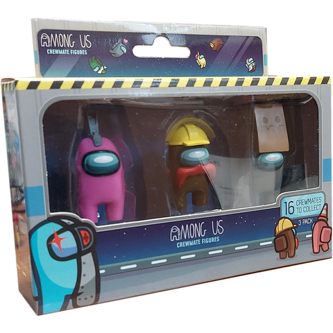 Among Us Crewmate Figures 3 Pack 4cm S3 Pink - Brown - Grey (AU2321) - Fun Planet