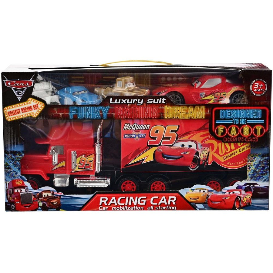 Σετ Φορτηγό 40cm Friction με 3+1 Αυτοκίνητα (919-113) - Fun Planet