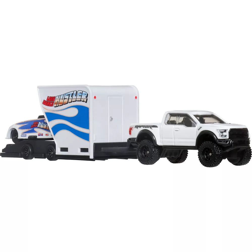 Hot Wheels Premium Truck with Mercedes-Benz 300 SL &amp; '55 Mercedes-Benz Blue Wonder (HRV48)