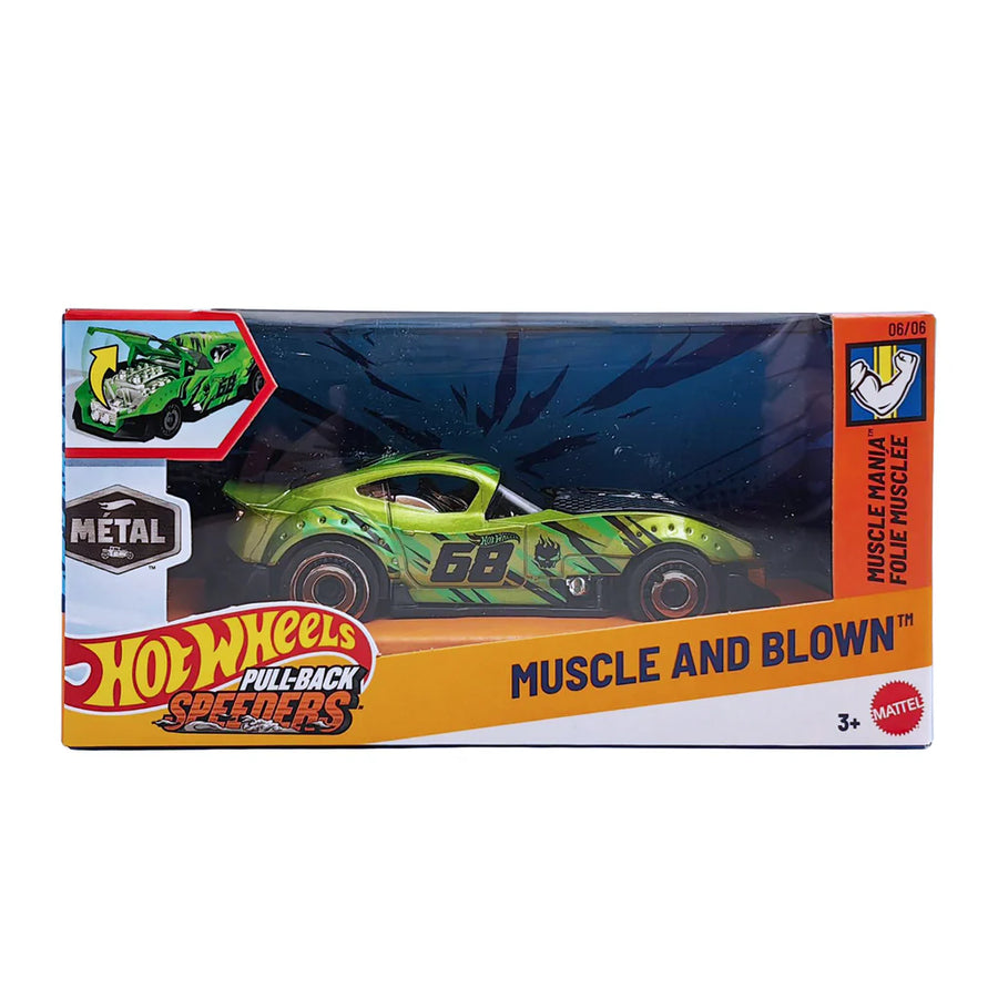 Hot Wheels Aυτοκινητάκι 1:43 Pull-Back Speeders Muscle and Blown (HWH52) - Fun Planet