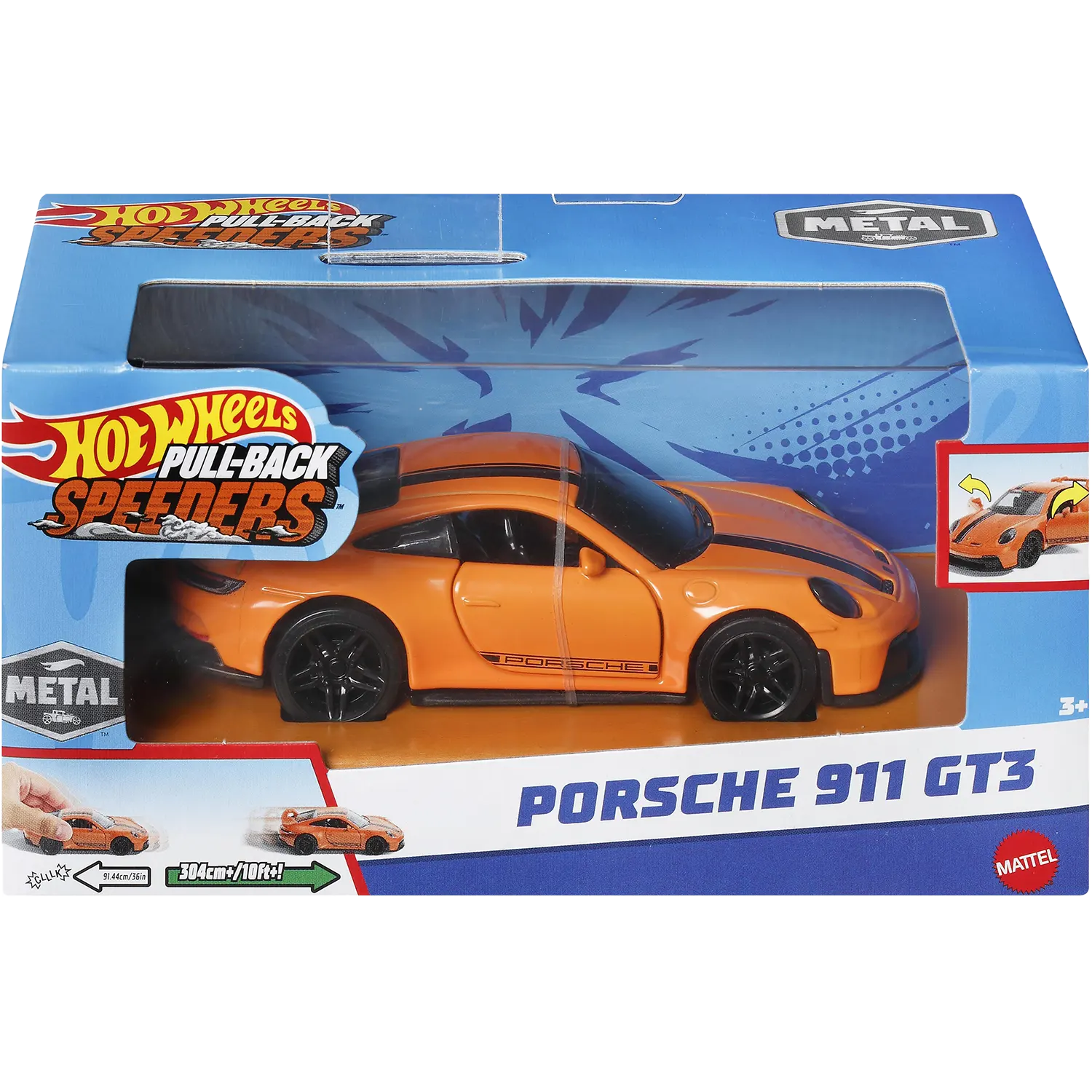 Hot Wheels Aυτοκινητάκι 1:43 Pull-Back Speeders Porsche 911 GT3 (HPR79) - Fun Planet