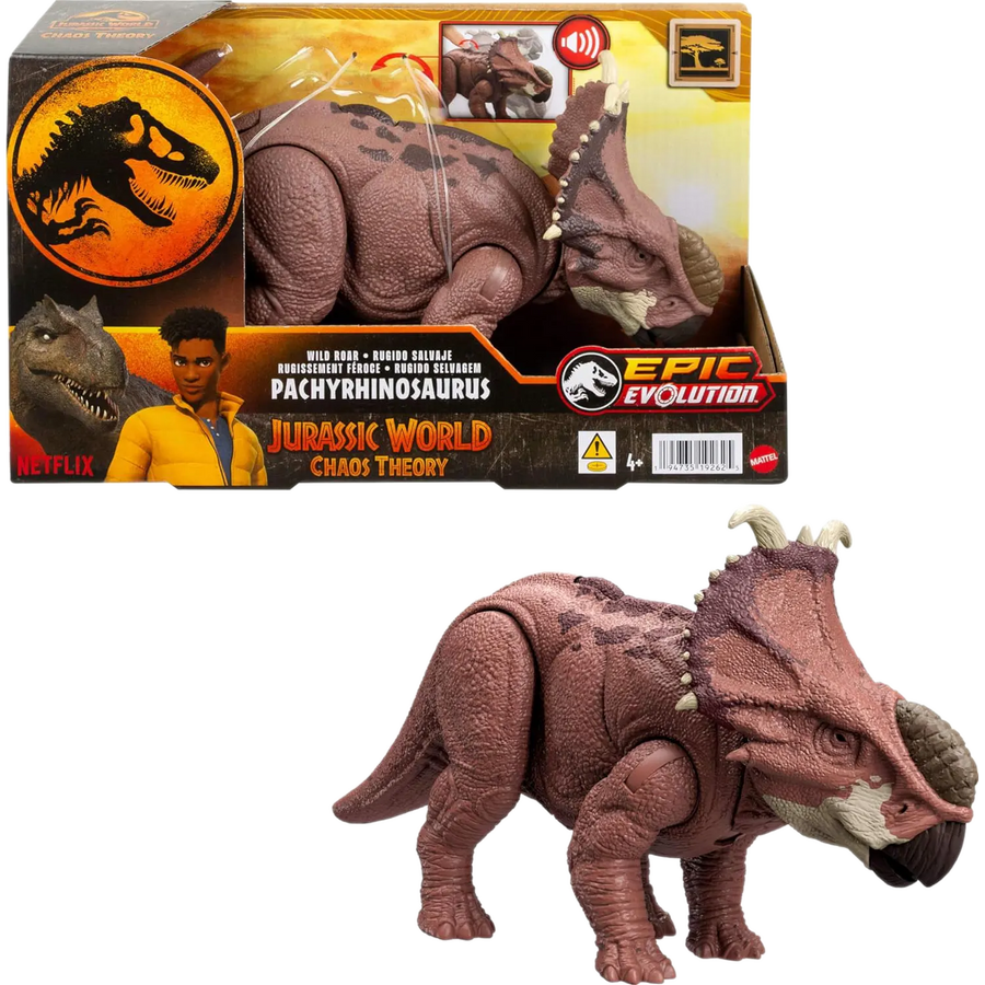 Jurassic World Chaos Theory Δεινόσαυροι με Κινούμενα Μέλη Λειτούργια Επίθεσης & Ήχους Pachyrhinosaurus (HTK72) - Fun Planet