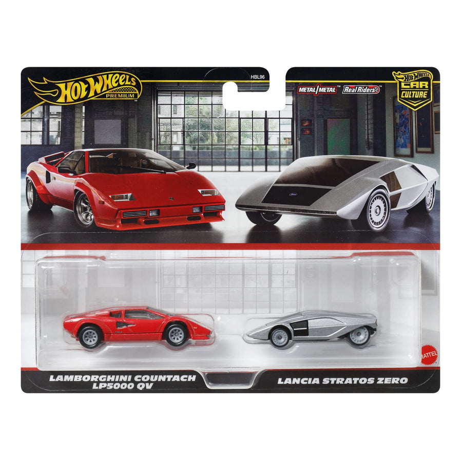 Hot Wheels Premium Car Culture Σετ 2 Αυτοκινητάκια Lamborghini Countach LP5000 QV & Lancia Stratos Zero (JBL02) - Fun Planet